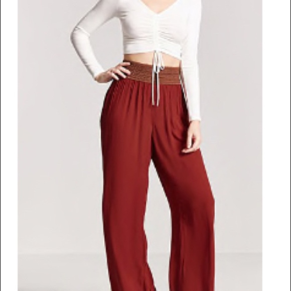 Woven waist high rise pants